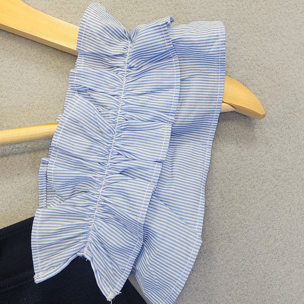 Tommy Hilfiger‎ Ruffle Shoulder Tank Top Navy Blue Striped Straps XS NWT Preppy - Picture 7 of 10
